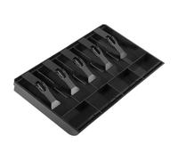 Cpolebev 1 Pezzo Vassoio per Contanti, Inserto per Cassettiera Registratore di Cassa, di Archiviazione Denaro In ABS Nero con 5 Scomparti per Banconote e 4 Scomparti per Monete.