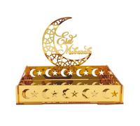 Cpolebev 1 Piatto per Alimenti Eid Mubarak Ramadan, Vassoio per e Frutta A Forma di Luna e in Acrilico, Decorazioni per Il Festival Islamico Musulmano, Regalo