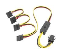 Cpolebev 1 PZ Scheda Grafica 6PIN A di Alimentazione del Disco Rigido SATA Nero & Giallo & Rosso PVC+18AWG Filo di Rame Stagnato Step-Down Voltage Stabilization Cable 12V al Disco Rigido SATA