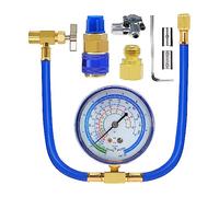 Cpolebev 1 Set ACR134A Kit di Ricarica Freon per Frigorifero Tubo di Ricarica CA con Calibro Piercing Can Tap e Adattatore Autosigillante Kit di Ricarica per Frigorifero Blu 134A