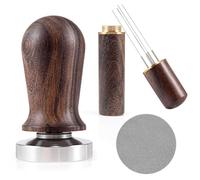 Cpolebev 1 Set di Pressino e Agitatore per caffè Espresso da 51 Mm, Manico in Legno, Pressino Calibrato Caricato A Molla con Base in Acciaio Inossidabile di Alta qualità e Accessori