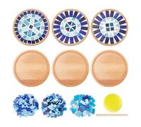 Cpolebev 1 Set Kit DIY per Mosaico Artigianale per Adulti Principianti, Pezzi di Piastrelle A Mosaico in Vetro Blu con Vassoio Base Vuoto per Casa d'Arte Fatta A Mano