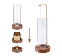 Cpolebev 1 Set Portaincenso, Supporto per Bastoncini di Incenso, Vassoio in Legno Antiscivolo e Supporto per Bastoncini di Incenso in + Vetro