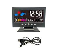 Cpolebev 1 Set Schermo A Colori LCD Digitale Snooze Sveglia Temperatura umidità Ora Data Display Orologio Home Nero