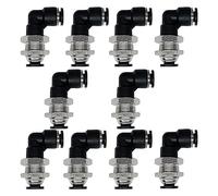 Cpolebev 10 Pcs Paratia Gomito Nero Pneumatico Quick Connect 3/8in X 3/8in Tubo OD Spingere per Collegare Raccordo Tubo Gomito da 90 Gradi Raccordo Pneumatico Quick Connect