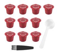 Cpolebev 10 Pezzi Riutilizzabili Filtri per Capsule di Caffè Riutilizzabili per con Pennello A Cucchiaio Accessori da Cucina Filtro da Caffè Rosso