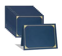 Cpolebev 10 Porta Certificati A 10 Pezzi, Porta Diploma con Copertina In Carta Blu con Bordo Dorato A Caldo per Formato Letter 8.5x11 Pollici.