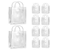 Cpolebev 10 Sacchetti Regalo Trasparenti con Manici, Sacchetti per la Spesa in PVC Impermeabile per Gioielli, Caramelle, Profumi, Regali di Natale, Matrimoni, Durevoli