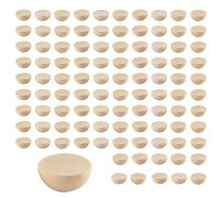Cpolebev 100 Pezzi 20 Mm Mezze Perline nel Legno, Palline di Legno Rotonde Naturali Spaccate Non Finite Perline Sciolte per Natale DIY