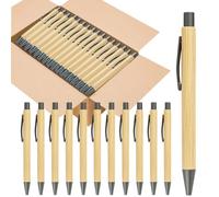 Cpolebev 100 Pezzi di Penne In Bambù Sfuse Penne In Bambù In Legno con Incisione Penna A Sfera In Legno Penna Regalo Sfusa Alta Qualità