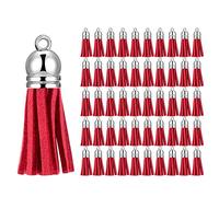 Cpolebev 100 Pezzi Nappe Finta Pelle Scamosciata Nappa Pendenti Decorazione per DIY Che Fanno Forniture (Rosso)