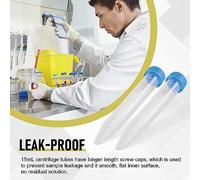 Cpolebev 100 Provette per Centrifuga Coniche da 15 Ml con Tappi a Vite, Contenitore per Test di Laboratorio con Segni di Scrittura e Graduati
