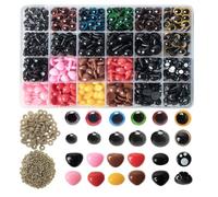 Cpolebev 1040 Pezzi 6-14mm Occhi di Sicurezza in Plastica per Giocattoli DIY Mix Dimensioni Occhio di Animale all'Uncinetto per Giocattoli per Bambole Accessori Occhi e Nasi Set