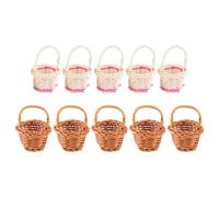 Cpolebev 10Pcs Cestino Mini Cestini Tessuti con Manici Vasi per Piante Contenitori Articoli Vari di Trucco Organizzatore per Piccoli Cestini Foto Prop