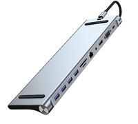 Cpolebev 11 in 1 Dock di Tipo C Hub USB 3.0 Splitter Adattatore Multiporta 4K Compatibile RJ45 SD/TF VGA PD Audio Supporto per Laptop