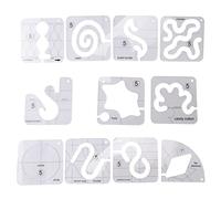 Cpolebev 11PCS Set di Modelli per Quilting a Movimento Libero-Righello per Cucire e Righello in Acrilico con Contrassegno Trasparente e Righello da Stiro per Quilting a Macchina DIY
