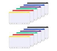 Cpolebev 12 Buste Economiche In PVC Impermeabile con Tasca Raccoglitore A 6 Fori A6, Raccoglitori con Cerniera per Raccoglitori da Viaggio per Notebook