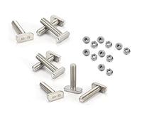 Cpolebev 12 Pezzi di Ricambio per Bulloni con Scanalatura A T, M10 X 25, per Binario A2-70, con 12 Flangiati, con Scanalatura A T e Bulloni A T
