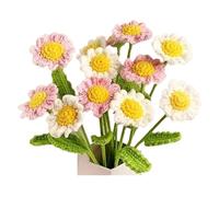 Cpolebev 12 Pezzi Fatti A Mano con Margherite per Uncinetto, Fiori, Bouquet Lavorato A Maglia, Regalo di Compleanno, Decorazioni per la Casa, Feste, Matrimoni, Durevoli, Facili da Usare