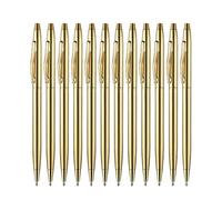 Cpolebev 12 Pezzi Gold Slim Penne un Sfera Inchiostro Nero 1 Mm Penne Retrattili Metalliche un Punta Media per Studenti Insegnanti Ufficio