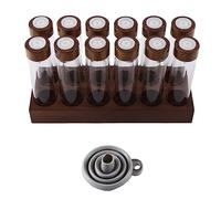 Cpolebev 12PCS Chicchi di caffè Tubi di Stoccaggio Chicchi di caffè Cantina Espositore in Legno e Imbuto Forniture per Espresso Accessori