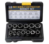 Cpolebev 14Pcs Set di Rimozione di Bulloni e A Percussione Set di Rimozione di con Alette Spelate con Set di Bussole di Estrazione con Adattatore Esagonale