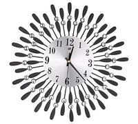 Cpolebev 15 Pollici 3D Grande Orologio da Parete Strass Sun Style Room Decor (Nero)