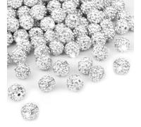Cpolebev 150 Perline di Strass da 10 mm per La Creazione di Gioielli, Perline di Strass In Argilla Scintillante per La Creazione di Bracciali, Collane e Orecchini