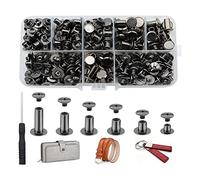 Cpolebev 150 Set di Chicago Kit Assortiti, 6 Dimensioni Rivetti in Pelle a Testa Piatta M5 Chicago per Rilegatura per Decorare Nero