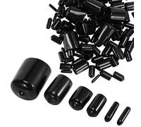Cpolebev 156 Pezzi di Tappi di Chiusura Elastici in Vinile, Cappucci di Sicurezza di Protezione del Filo di Gomma, 9 Misure da 2/25 A 4/5 Pollici (Nero)