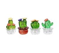 Cpolebev 16 Pezzi Cactus Statue in Vetro Miniature di Piante di Cactus in Resina Ornamenti da Scrivania