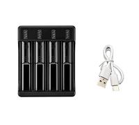 Cpolebev 18650 Scatola di Ricarica per Batteria al Litio con Caricabatterie Rapido con di Tipo C per Batteria 14500 26650 18650, 4 Slot