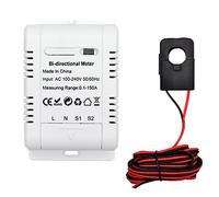 Cpolebev 1Set Tuya Solar PV Bidirezionale Contatore di Energia WiFi con CT 150A Morsetto A Due Vie Sensore di Corrente Trasformatore App Monitor Potenza Plastica Bianca
