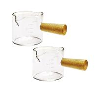 Cpolebev 2 Bicchierini da caffè con Beccuccio Doppio, Tazzine da caffè, Pentole con Manico in Legno per caffè al Latte, 75 Ml, Legno Resistente,