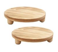 Cpolebev 2 PCS Tavolino Pedestal Riser In Legno Tondo, Tavola Espositiva, Vassoio con Supporto per Vaso e Fiori, Dimensioni Circa 25x25x5 cm per Esposizione Interna Ed Esterna.