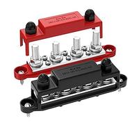 Cpolebev 2 Pezzi 250A 12V Bus Bar Blocco di 'Alimentazione A Batteria Nero e Rosso Plastica + Metallo Car Audio 12 Volt DC Busbar