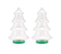 Cpolebev 2 Pezzi Barattoli di Caramelle Barattoli di Plastica Un Forma di Albero di Natale con Coperchi Bottiglie Adorabili di Stoccaggio di Caramelle 1,55 L