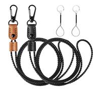 Cpolebev 2 Pezzi Cordini Porta Badge nel Pelle Intrecciata per Porta Badge Identificativi Chiavi Tracolla Lunga Cordino al Collo per Uomo, A