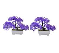 Cpolebev 2 Pezzi di Piante Artificiali Bonsai in Plastica per Piccoli, Piante Finte, Fiori, Ornamenti in Vaso per la Casa, Tavolo, Durevole, Facile da Installare, Facile da Usare, Viola