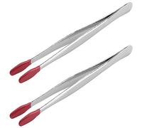 Cpolebev 2 Pezzi di Pinzette con Punta nel Gomma Pinzette di Precisione nel Silicone nel PVC Pinzette per Hobby Artigianali Industriali da Laboratorio - Rosso