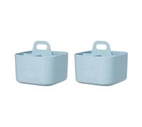 Cpolebev 2 Portaoggetti in Plastica Impilabili con Manico Portaoggetti da Scrivania, Portaoggetti Artistici e Porta Trucchi Blu