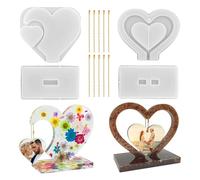Cpolebev 2 Set Stampo in Resina per Cornice per Foto 3D A Forma di Cuore Stampi in Resina Epossidica Cornice Personalizzata Fai-da-Te