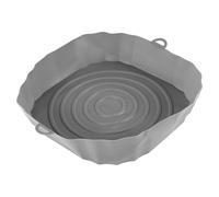 Cpolebev 20 Cm Friggitrici Ad Aria Teglia da Forno Cestino di Pollo Fritto Tappetino AirFryer Pentola nel Silicone Rotonda Sostituire Grill Pan Grigio