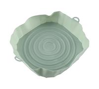 Cpolebev 20 Cm Friggitrici Ad Aria Teglia da Forno Cestino di Pollo Fritto Tappetino AirFryer Pentola nel Silicone Rotonda Sostituire Griglia Pan Verde