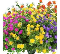 Cpolebev 20 Mazzi di Fiori Artificiali, Piante Arbusti per Interni Ed Esterni, Patio Giardino Domestico, Piante Artificiali