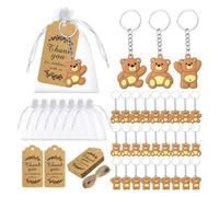 Cpolebev 20 Pezzi di Souvenir per Baby Shower, con Orso, Sacchetto in Organza, Etichetta Kraft di Ringraziamento per Gli Ospiti, per Ragazze, Ragazzi, Feste di Compleanno