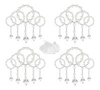 Cpolebev 20 Pz Battesimo Rosario Acrilico Mini Rosari con Bustine Organza per Prima Comunione Battesimo
