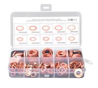 Cpolebev 200Pcs o Ring Rame Metrico Rondelle Assortimento Kit o Ring Rame Rondella Rondella di Tenuta Piatta 9 Taglie M5 M6 M8 M10 M12 M14