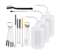 Cpolebev 24 Pcs Kit di Pulizia per Spruzzatore di 500 Ml Plastica Squeeze Wash Bottle Tube Bottle Pennelli Kit di Pulizia per Pistola di