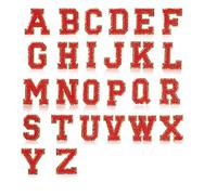 Cpolebev 26 Pezzi Toppe Autoadesive con Lettere in Ciniglia Toppe con Lettere College Toppe Termoadesive con Alfabeto Rosso Resistente 5,5 cm